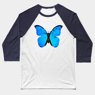 Low Poly Blue Butterfly Baseball T-Shirt